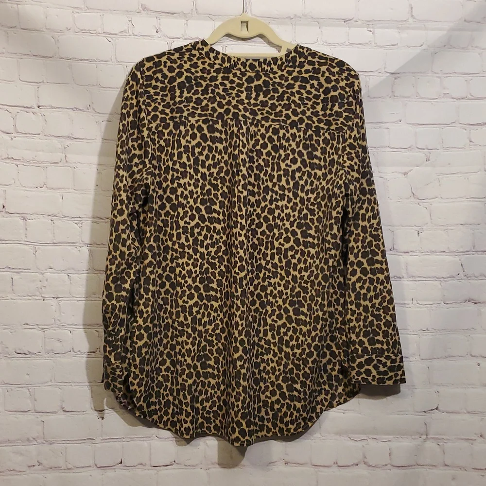 Talbots Long Sleeve Leopard Print Popover Blouse Animal Print - Picture 3 of 5